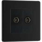 BG Electrical Flatplate Screwless Matt Black - Double isolated, co-axial