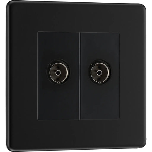BG Electrical Flatplate Screwless Matt Black - Double isolated, co-axial