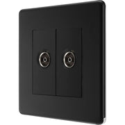 BG Electrical Flatplate Screwless Matt Black - Double isolated, co-axial