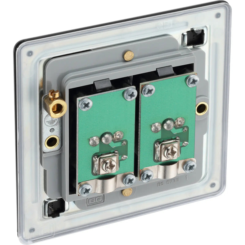 BG Electrical Flatplate Screwless Matt Black - Double isolated, co-axial