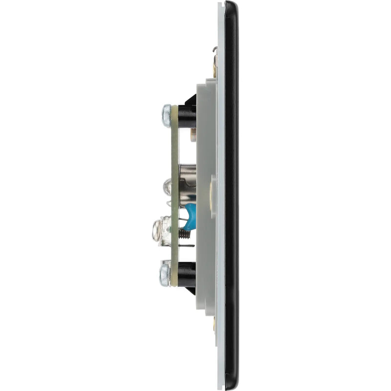 BG Electrical Flatplate Screwless Matt Black - Double isolated, co-axial