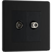 BG Electrical Flatplate Screwless Matt Black - Double satellite and co-axial