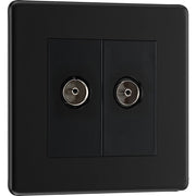 BG Electrical Flatplate Screwless Matt Black - Double, TV/FM