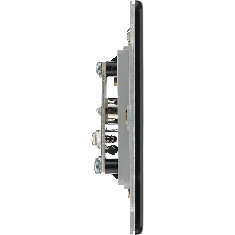 BG Electrical Flatplate Screwless Matt Black - Double, TV/FM