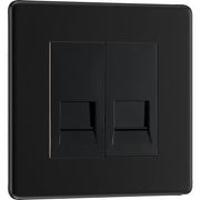 BG Electrical Flatplate Screwless Matt Black - Double telephone socket, master