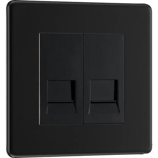 BG Electrical Flatplate Screwless Matt Black - Double telephone socket, master