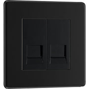 BG Electrical Flatplate Screwless Matt Black - Double telephone socket, secondary