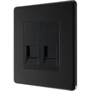 BG Electrical Flatplate Screwless Matt Black - Double telephone socket, secondary