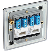 BG Electrical Flatplate Screwless Matt Black - Double telephone socket, secondary