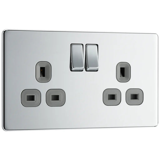 BG Electrical Flatplate Screwless Polished Chrome - Double switched, double pole