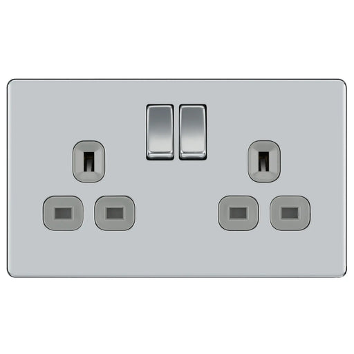 BG Electrical Flatplate Screwless Polished Chrome - Double switched, double pole