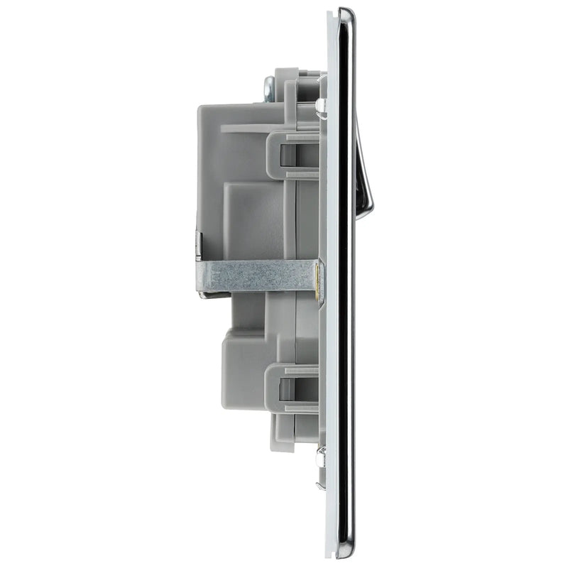 BG Electrical Flatplate Screwless Polished Chrome - Double switched, double pole