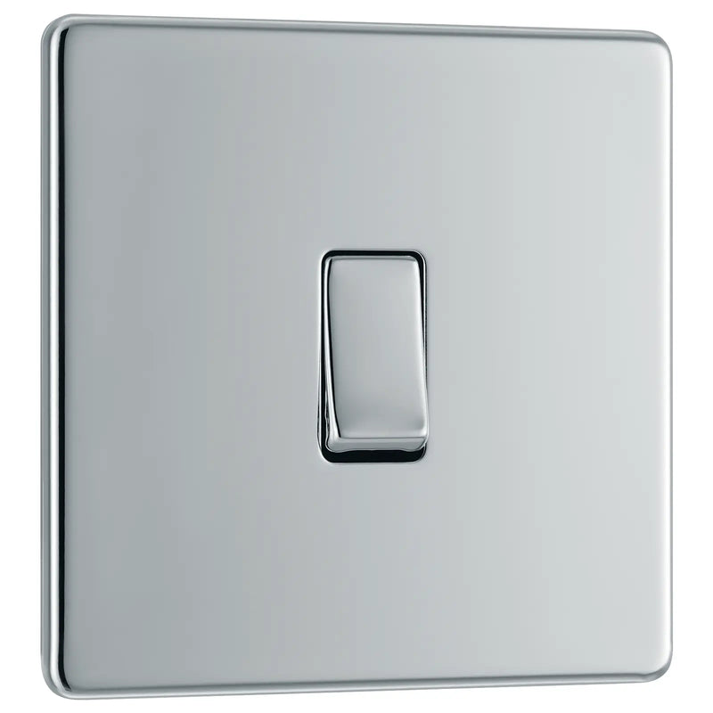 BG Electrical Flatplate Screwless Polished Chrome - Single, 2 way switch