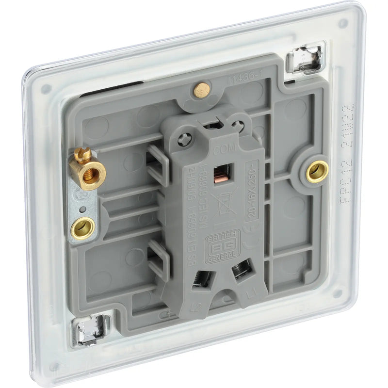 BG Electrical Flatplate Screwless Polished Chrome - Single, 2 way switch