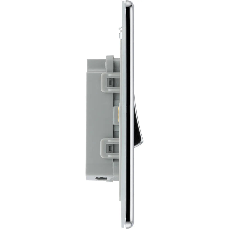 BG Electrical Flatplate Screwless Polished Chrome - Single, 2 way switch