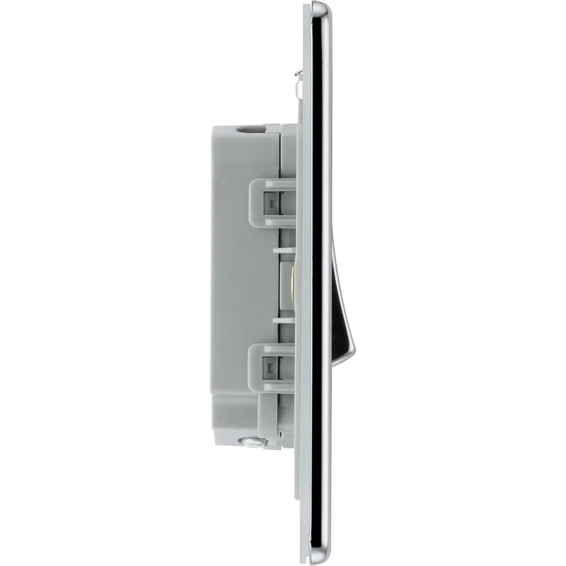 BG Electrical Flatplate Screwless Polished Chrome - Double, 2 way switch
