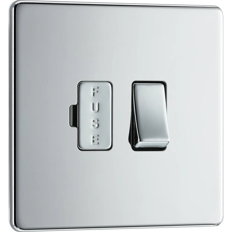 BG Electrical Flatplate Screwless Polished Chrome - Switched and fused