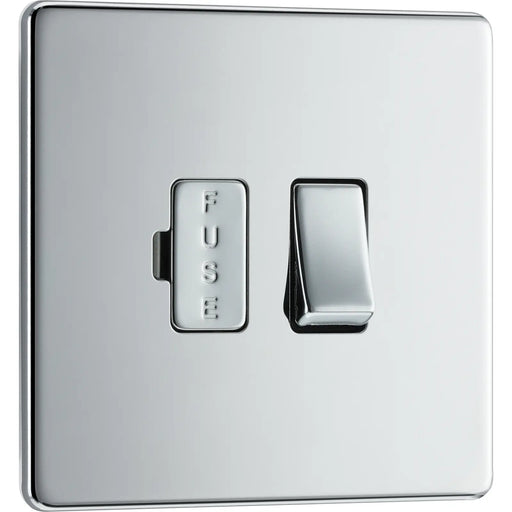 BG Electrical Flatplate Screwless Polished Chrome - Switched and fused