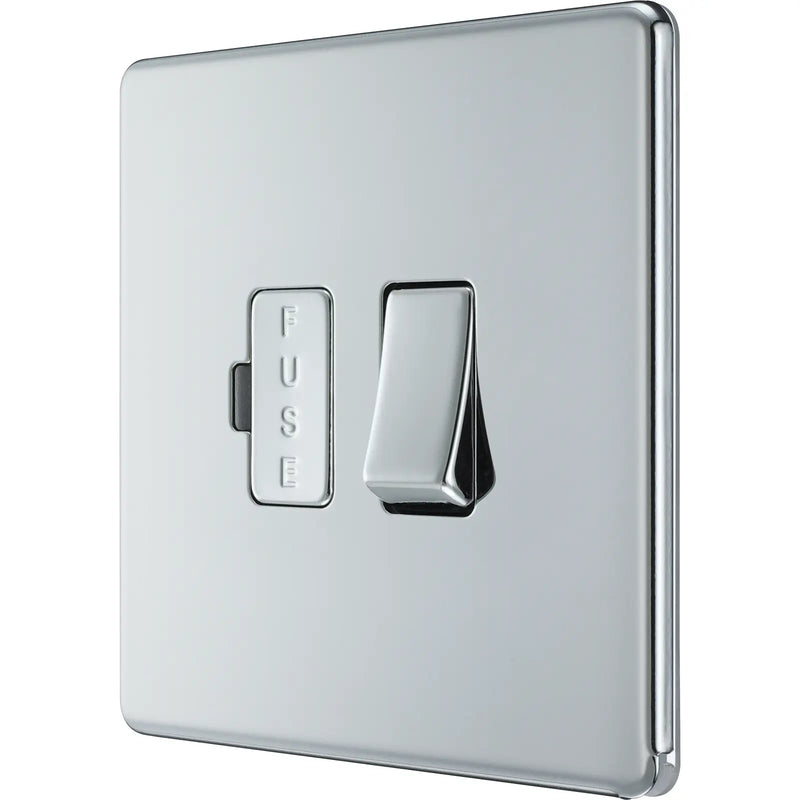 BG Electrical Flatplate Screwless Polished Chrome - Switched and fused