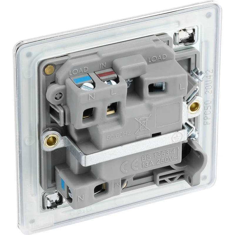 BG Electrical Flatplate Screwless Polished Chrome - Switched and fused