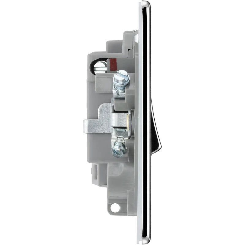 BG Electrical Flatplate Screwless Polished Chrome - Switched and fused