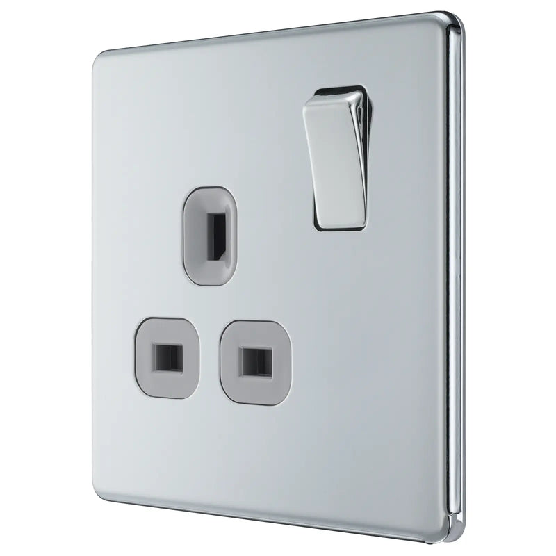 BG Electrical Flatplate Screwless Polished Chrome - Single switched, double pole