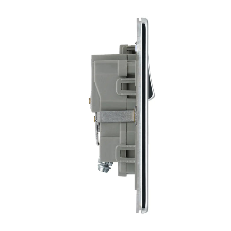 BG Electrical Flatplate Screwless Polished Chrome - Single switched, double pole