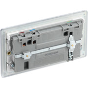 BG Electrical Flatplate Screwless Polished Chrome - Double switched single pole, with USB A + C (22W)