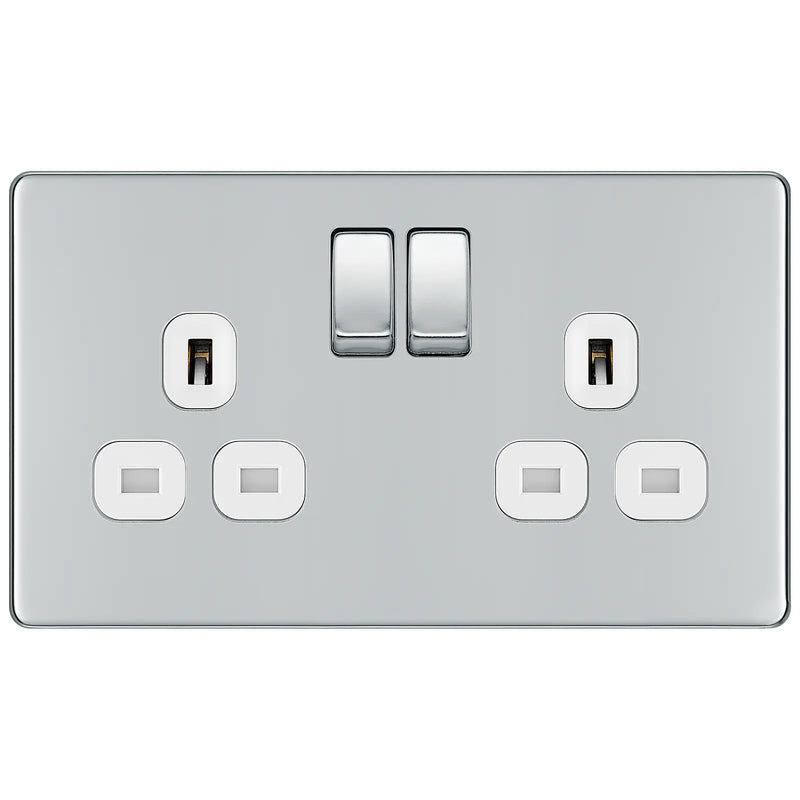 BG Electrical Flatplate Screwless Polished Chrome - Double switched, double pole