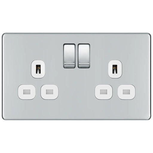 BG Electrical Flatplate Screwless Polished Chrome - Double switched, double pole