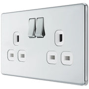 BG Electrical Flatplate Screwless Polished Chrome - Double switched, double pole