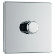 BG Electrical Flatplate Screwless Polished Chrome - Single, 2 way push 200W