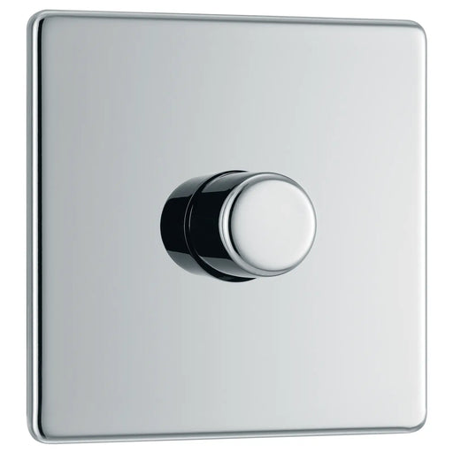BG Electrical Flatplate Screwless Polished Chrome - Single, 2 way push 200W