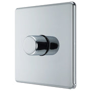 BG Electrical Flatplate Screwless Polished Chrome - Single, 2 way push 200W
