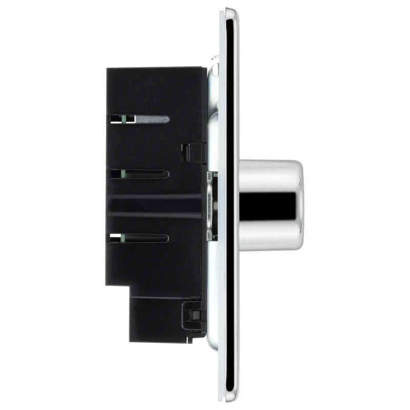 BG Electrical Flatplate Screwless Polished Chrome - Single, 2 way push 200W