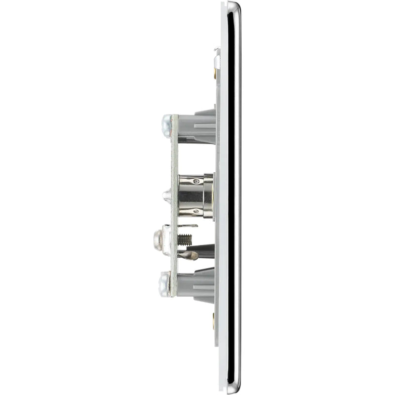 BG Electrical Flatplate Screwless Polished Chrome - Single, co-axial