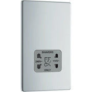 BG Electrical Flatplate Screwless Polished Chrome - 115/240V dual voltage shaver socket