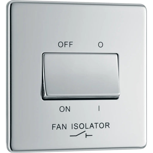 BG Electrical Flatplate Screwless Polished Chrome - Triple pole fan isolator