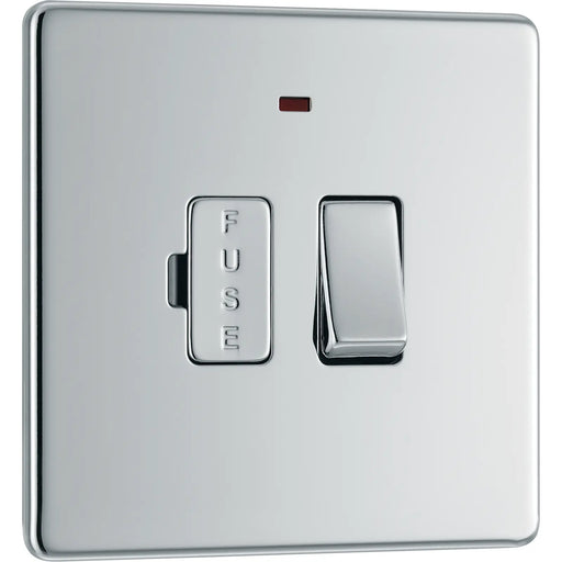 BG Electrical Flatplate Screwless Polished Chrome - Switched and fused with indicator