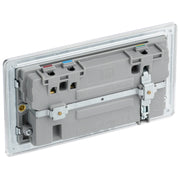 BG Electrical Flatplate Screwless Polished Chrome - Double switched, single pole, with 2 x USB A
