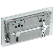 BG Electrical Flatplate Screwless Polished Chrome - Double switched, single pole, with 2 x USB A