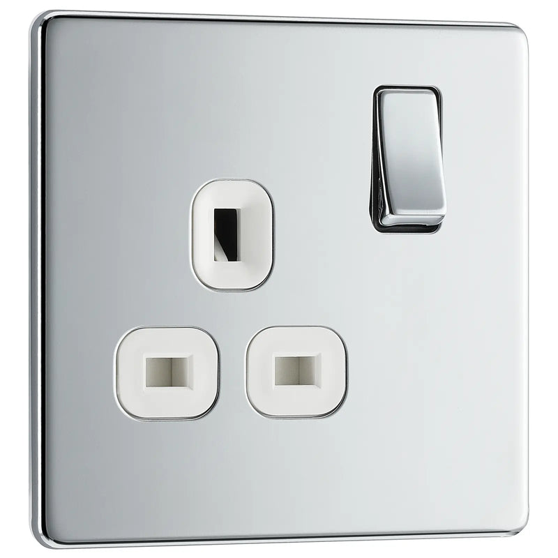 BG Electrical Flatplate Screwless Polished Chrome - Single switched, double pole