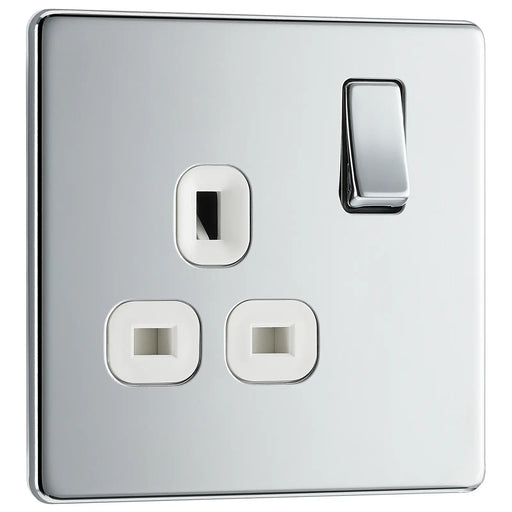 BG Electrical Flatplate Screwless Polished Chrome - Single switched, double pole
