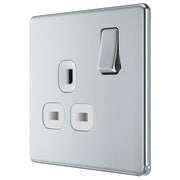 BG Electrical Flatplate Screwless Polished Chrome - Single switched, double pole