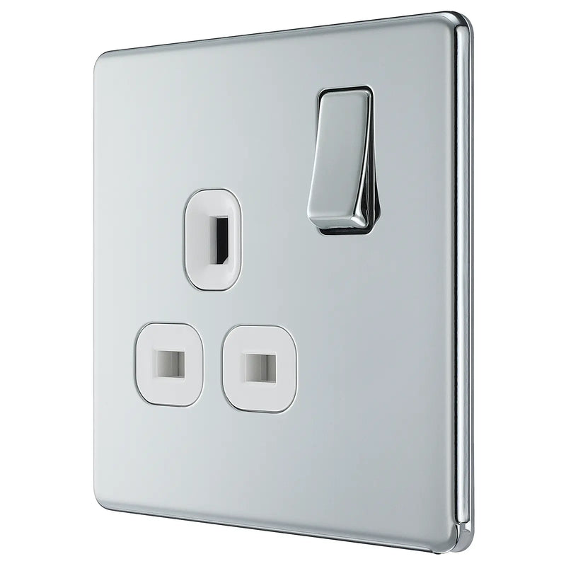 BG Electrical Flatplate Screwless Polished Chrome - Single switched, double pole