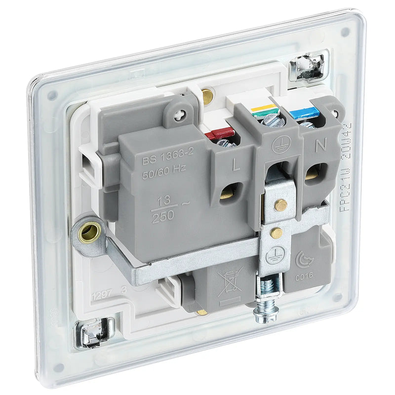 BG Electrical Flatplate Screwless Polished Chrome - Single switched, double pole