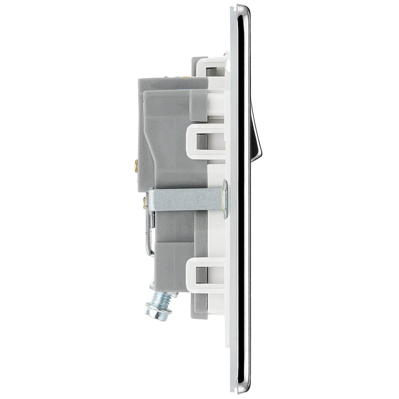 BG Electrical Flatplate Screwless Polished Chrome - Single switched, double pole