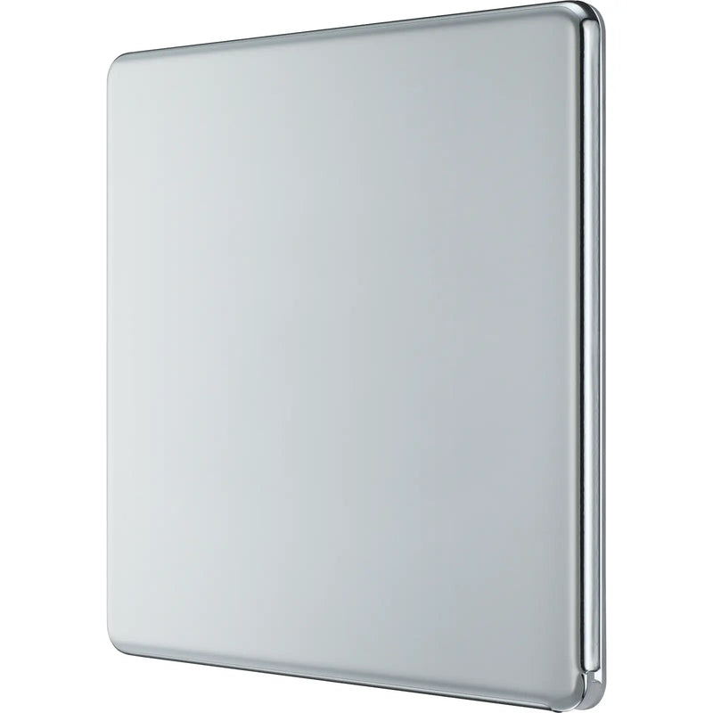 BG Electrical Flatplate Screwless Polished Chrome - Single, blank plate