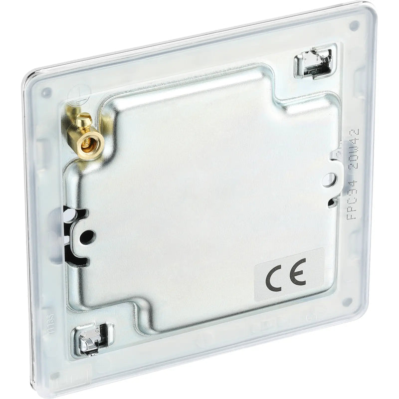 BG Electrical Flatplate Screwless Polished Chrome - Single, blank plate