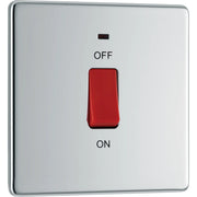 BG Electrical Flatplate Screwless Polished Chrome - 45A, double pole, single plate, with indicator